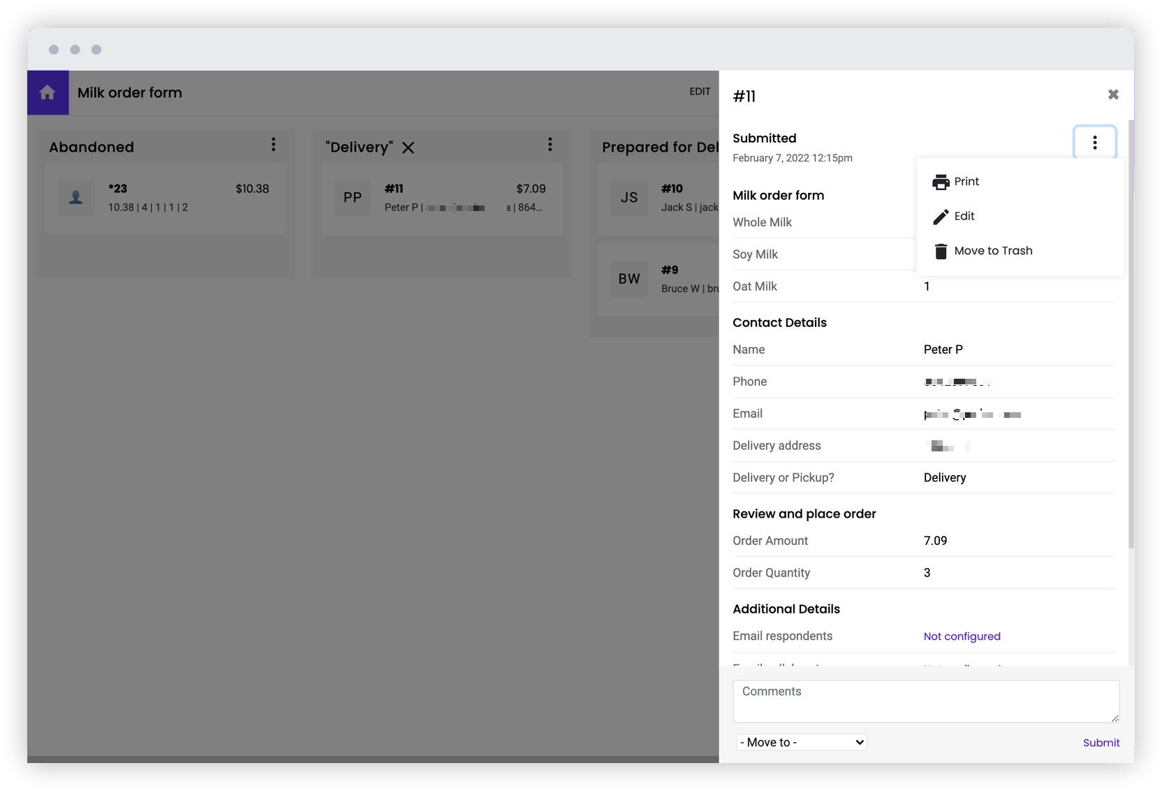 Apply filters to select orders and easily print pickup lists, packing lists to fulfill orders